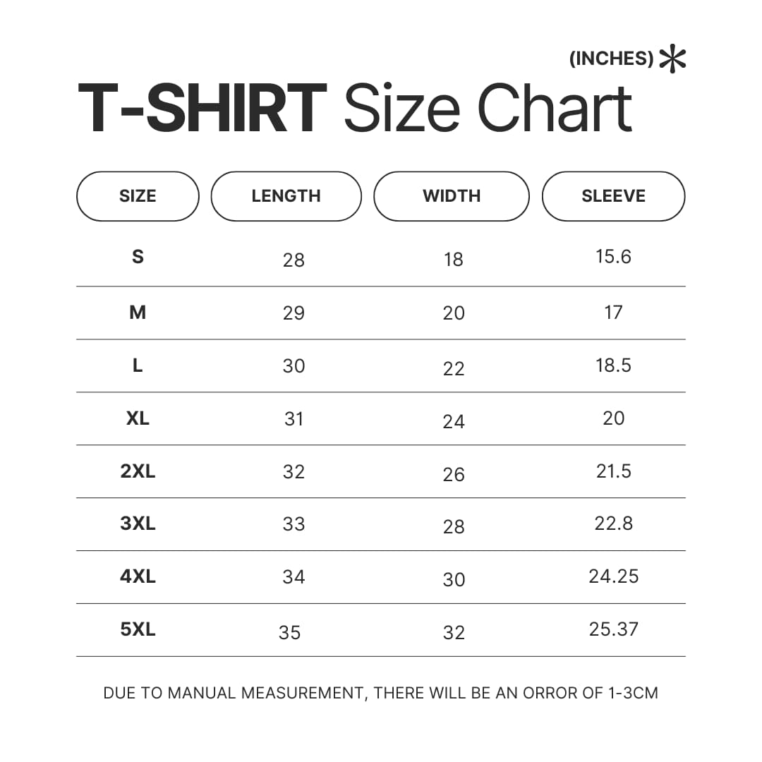 T shirt Size Chart - Louis Tomlinson Shop