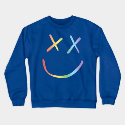 Rainbow Smiley Louis Tomlinson Black Background Crewneck Sweatshirt Official Louis Tomlinson Merch