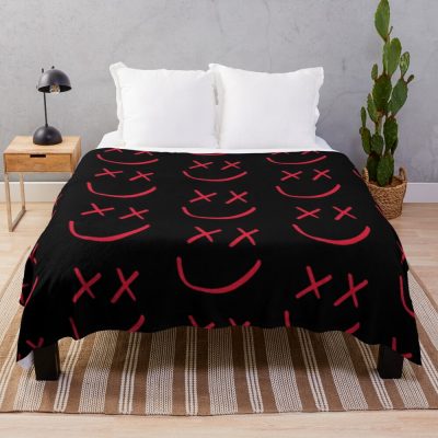 Red Louis Tomlinson Smiley Logo Throw Blanket Official Louis Tomlinson Merch