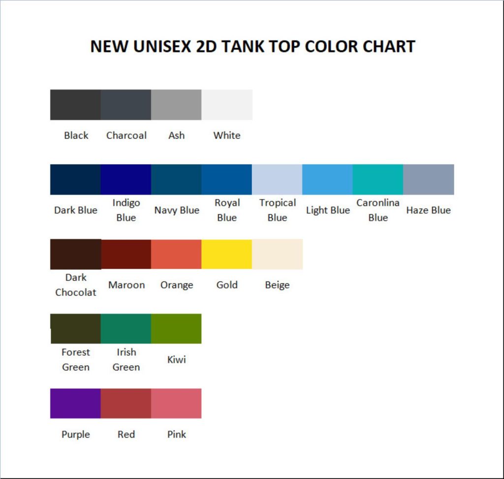 tank top color chart - Louis Tomlinson Shop